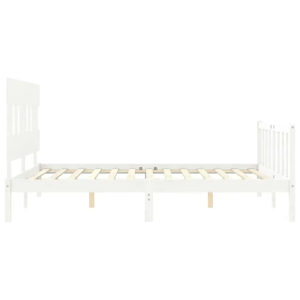 Bed Frame with Headboard White 153x203 cm Queen Solid Wood 3193342