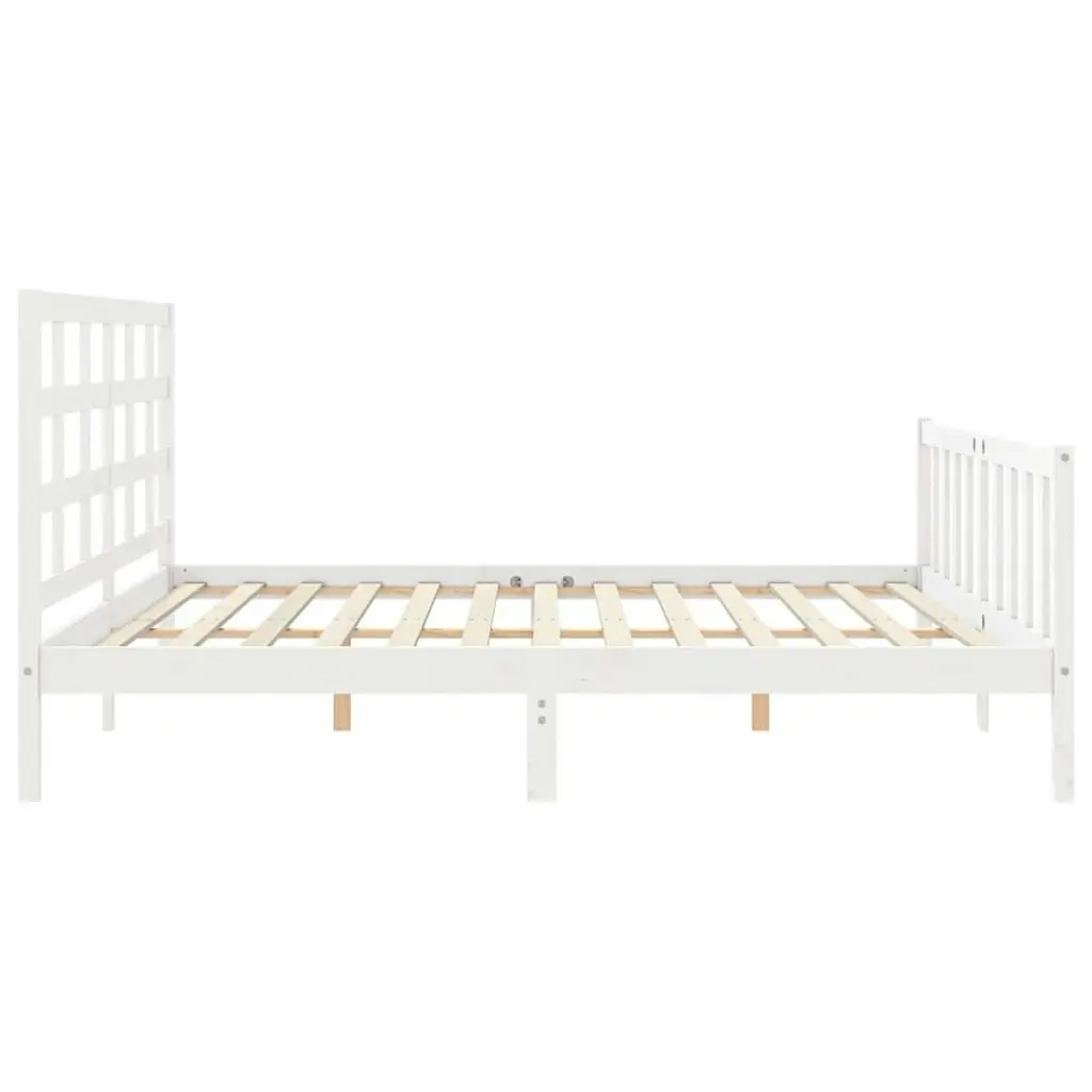 Bed Frame without Mattress White 183x203 cm King Solid Wood Pine 3192117