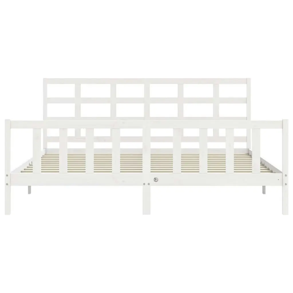 Bed Frame without Mattress White 183x203 cm King Solid Wood Pine 3192117