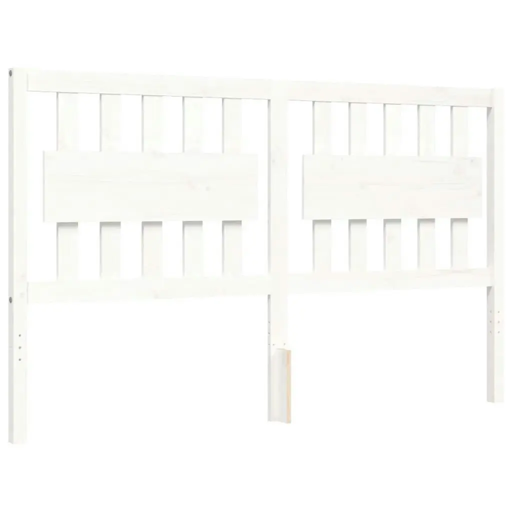 Bed Frame with Headboard White 153x203 cm Queen Solid Wood 3194317