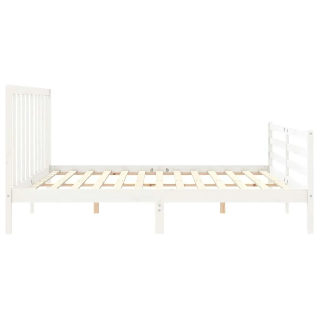 Bed Frame with Headboard White 183x203 cm King Solid Wood 3193807