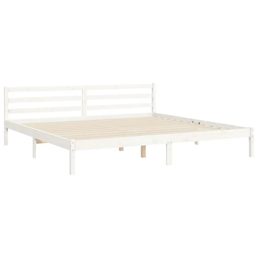 Bed Frame with Headboard White 183x203 cm King Solid Wood 3193807