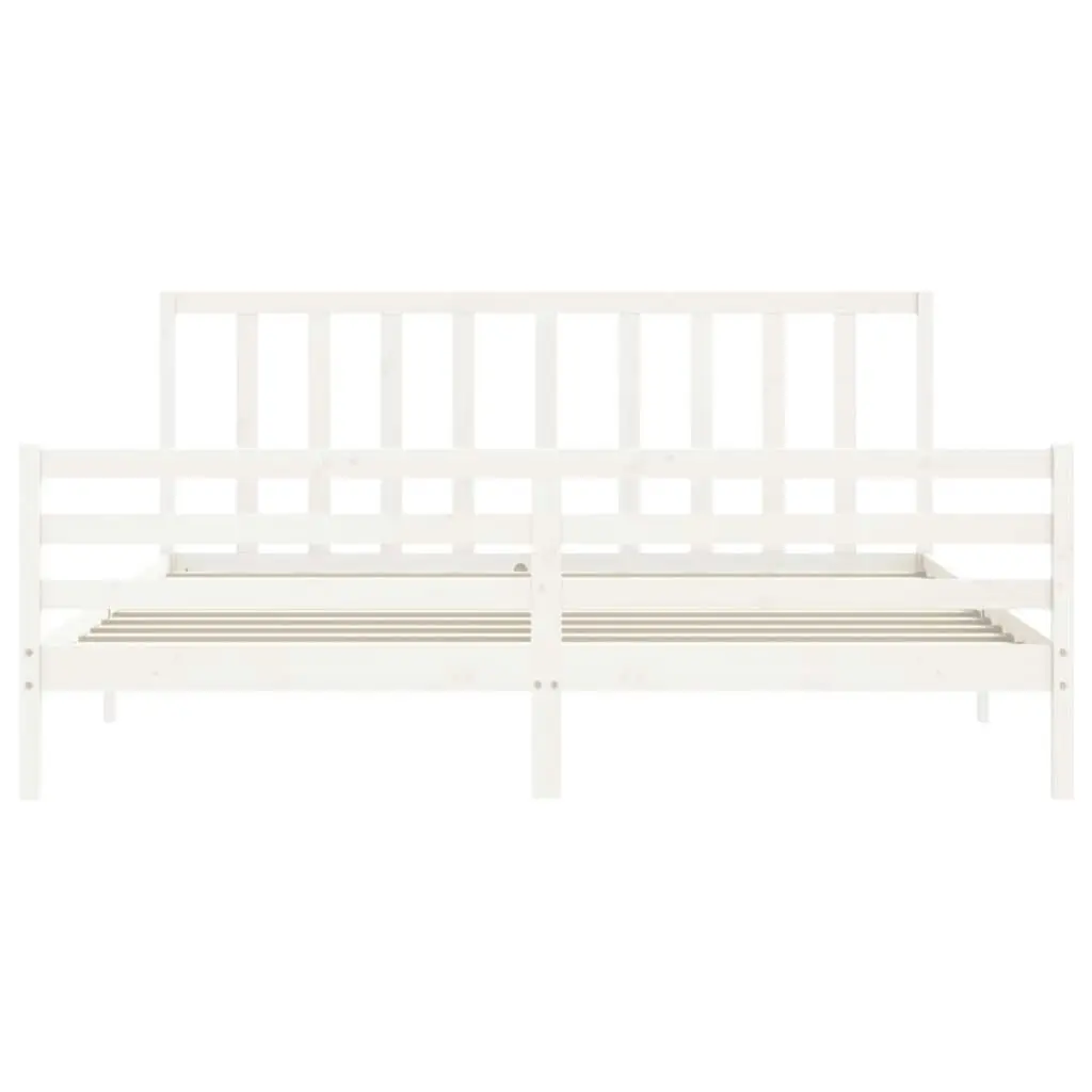 Bed Frame with Headboard White 183x203 cm King Solid Wood 3193807