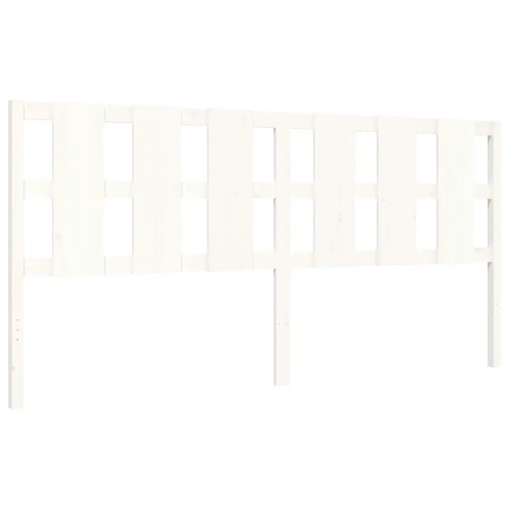 Bed Frame without Mattress White 183x203 cm King Solid Wood Pine 3192247