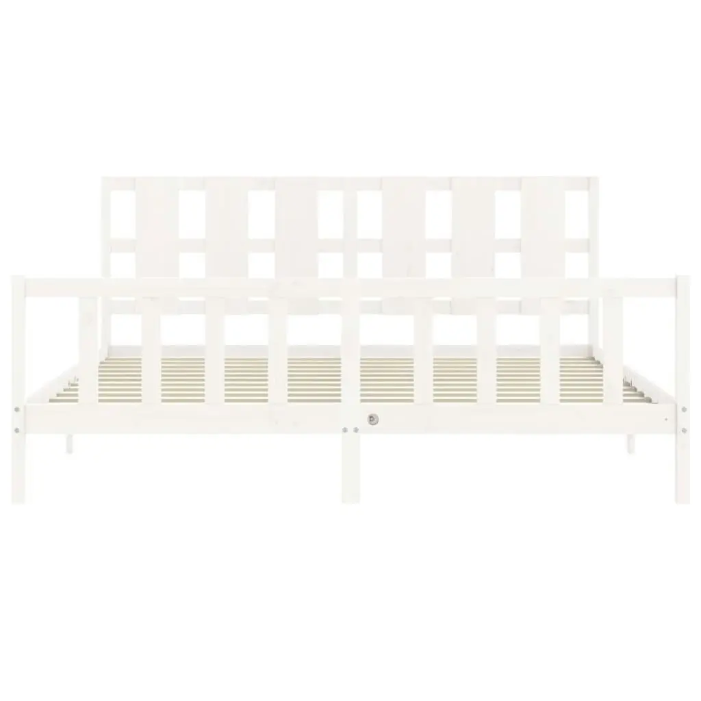 Bed Frame without Mattress White 183x203 cm King Solid Wood Pine 3192247