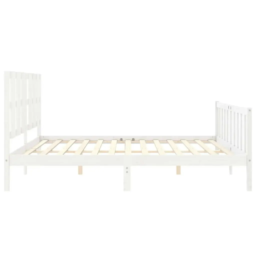 Bed Frame without Mattress White 183x203 cm King Solid Wood Pine 3192247