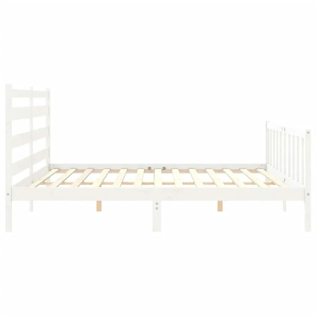 Bed Frame without Mattress White 183x203 cm King Solid Wood Pine 3192052