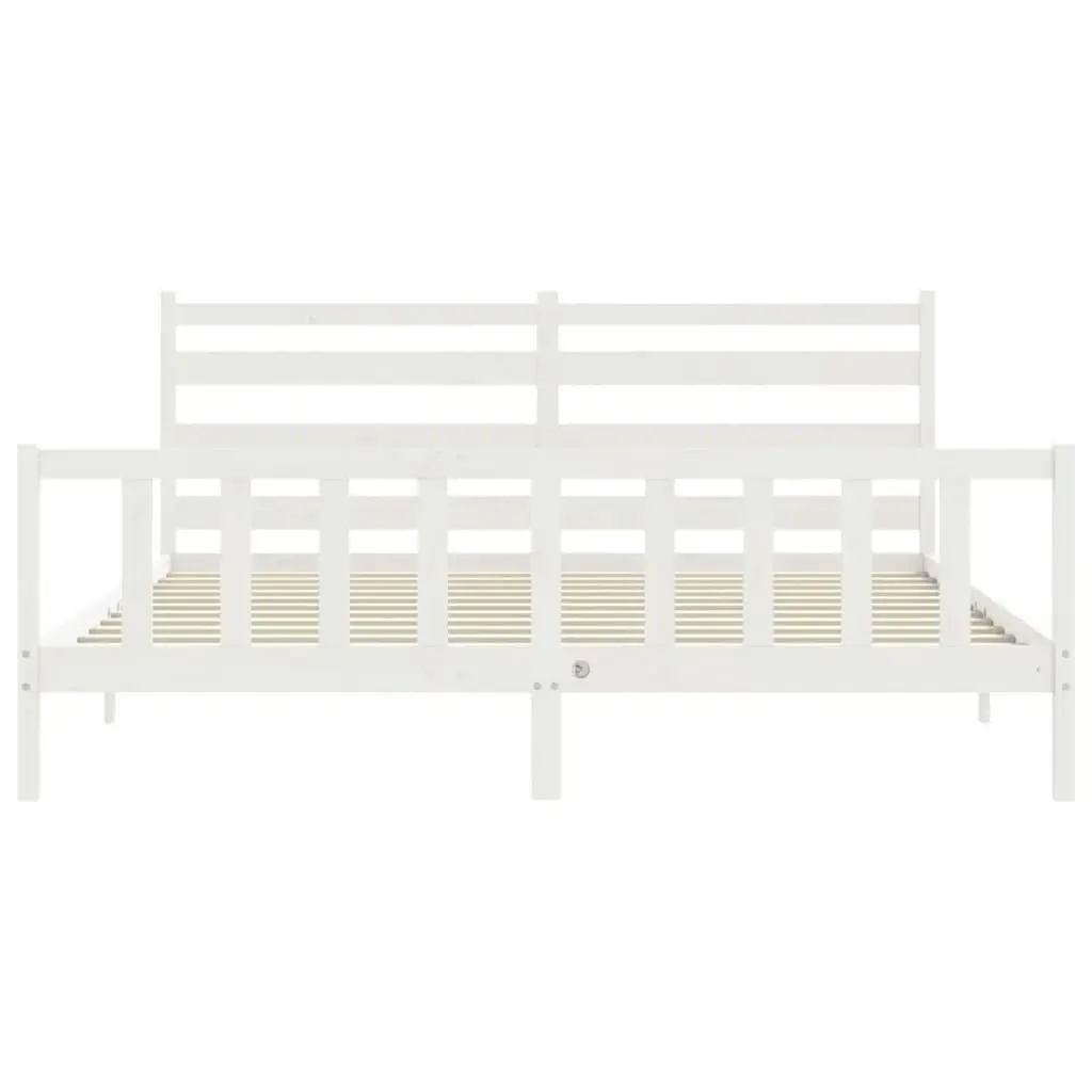 Bed Frame without Mattress White 183x203 cm King Solid Wood Pine 3192052