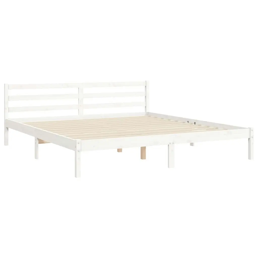 Bed Frame with Headboard White 183x203 cm King Solid Wood 3194782