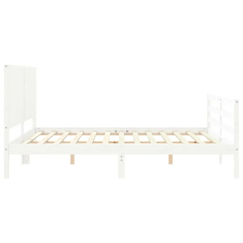 Bed Frame with Headboard White 183x203 cm King Solid Wood 3194782