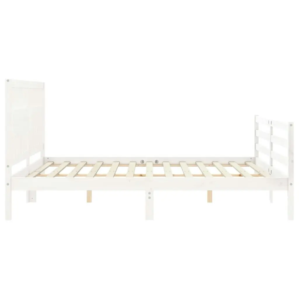 Bed Frame with Headboard White 183x203 cm King Solid Wood 3194327