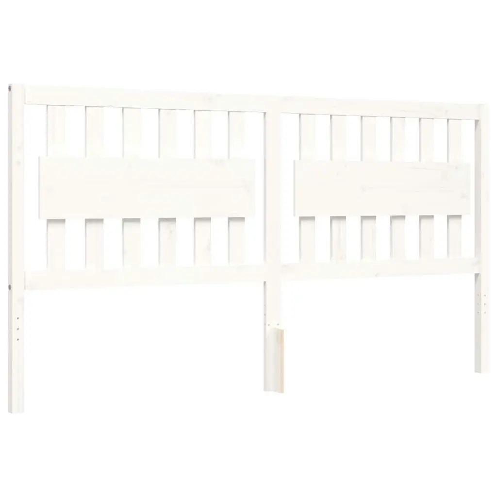 Bed Frame with Headboard White 183x203 cm King Solid Wood 3194327