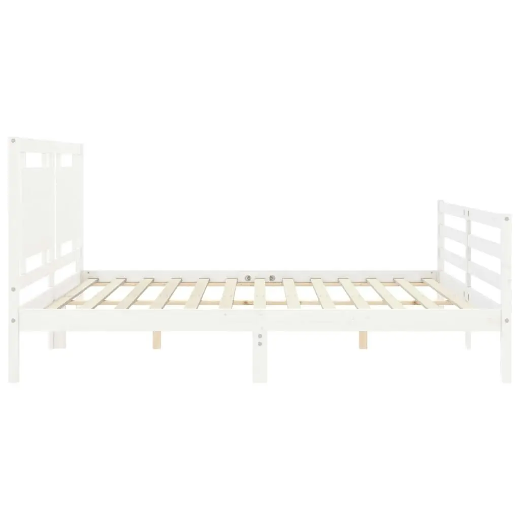 Bed Frame with Headboard White 183x203 cm King Solid Wood 3194067