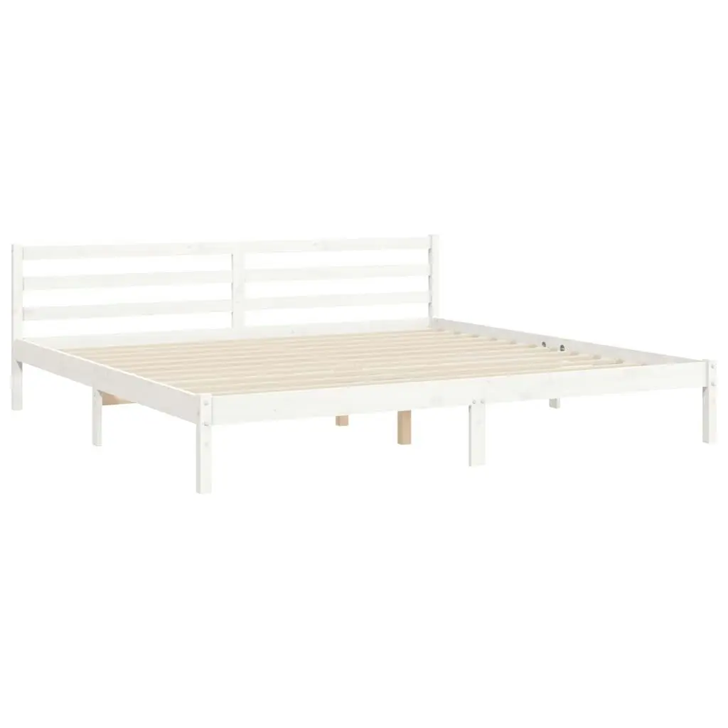 Bed Frame with Headboard White 183x203 cm King Solid Wood 3194067