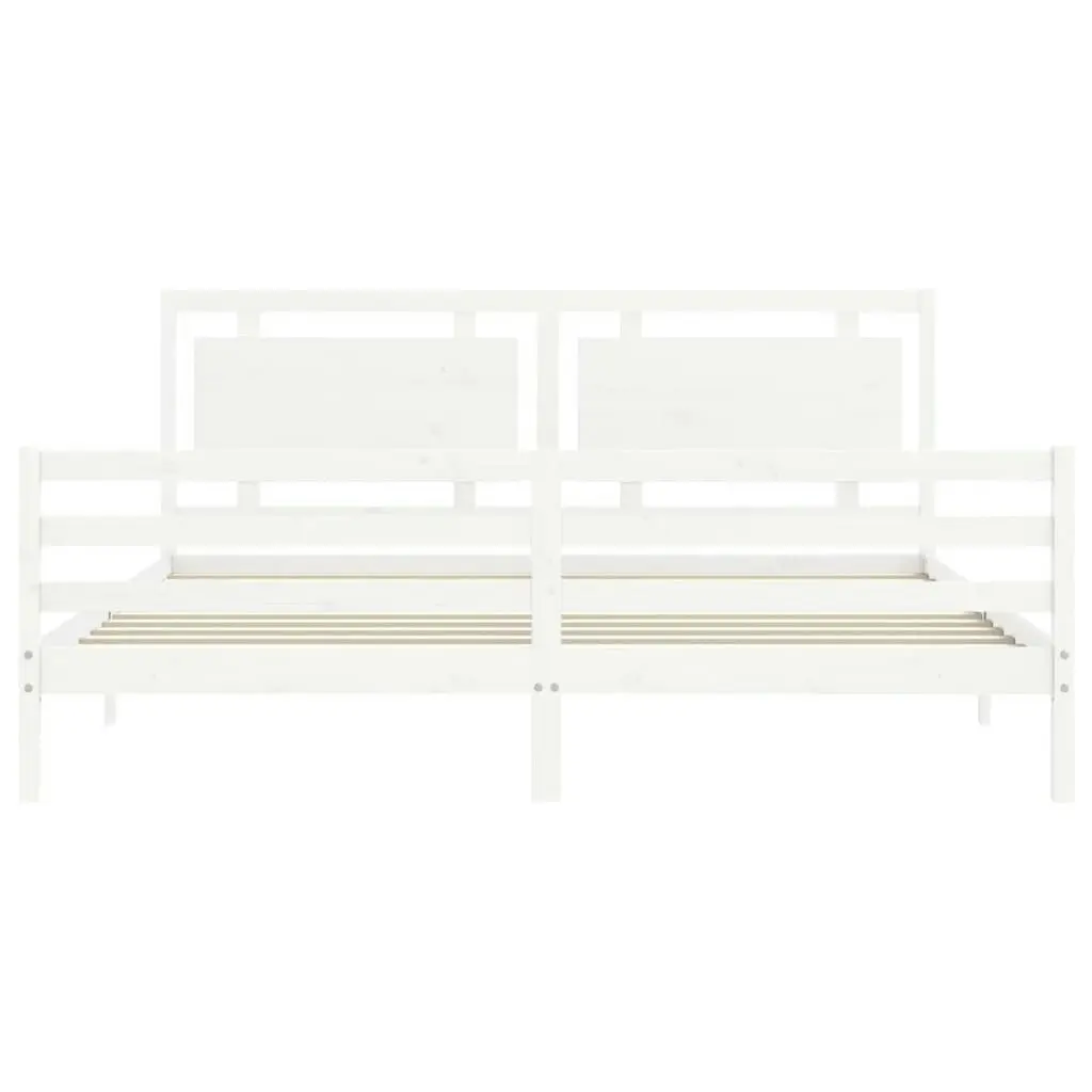 Bed Frame with Headboard White 183x203 cm King Solid Wood 3194067