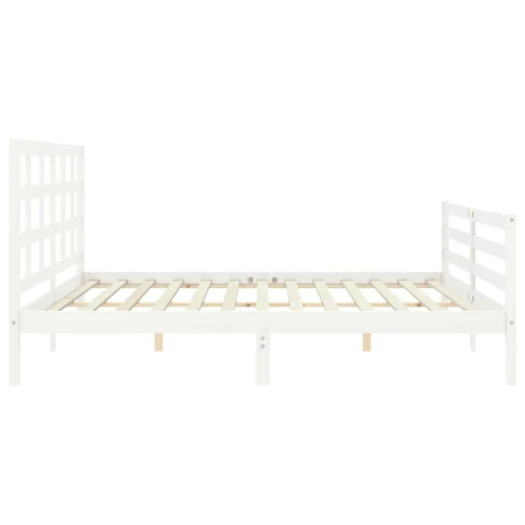 Bed Frame with Headboard White 183x203 cm King Solid Wood 3194002