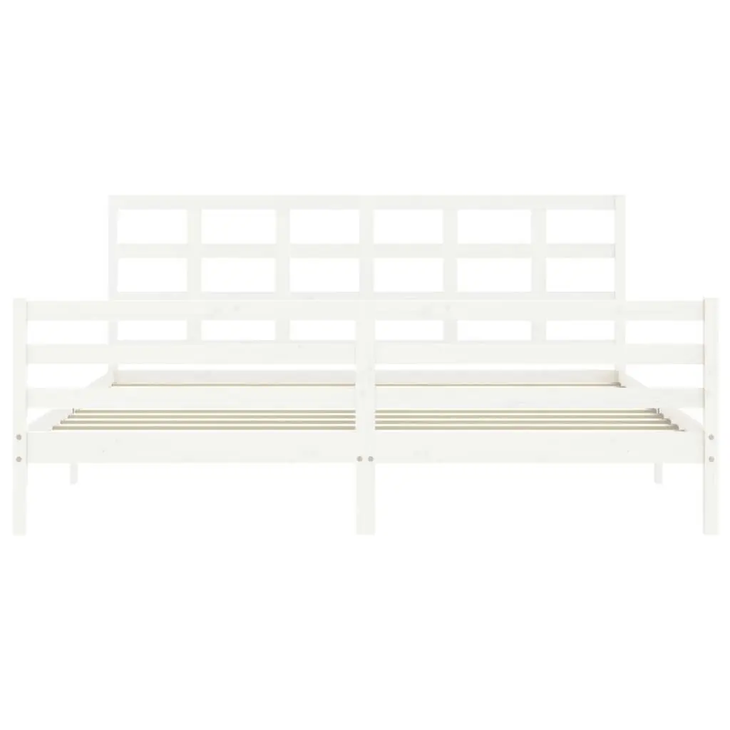 Bed Frame with Headboard White 183x203 cm King Solid Wood 3194002