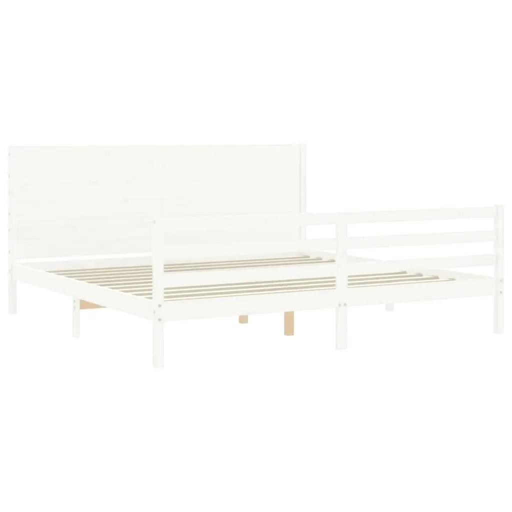 Bed Frame without Mattress White 183x203 cm King Solid Wood 3194652