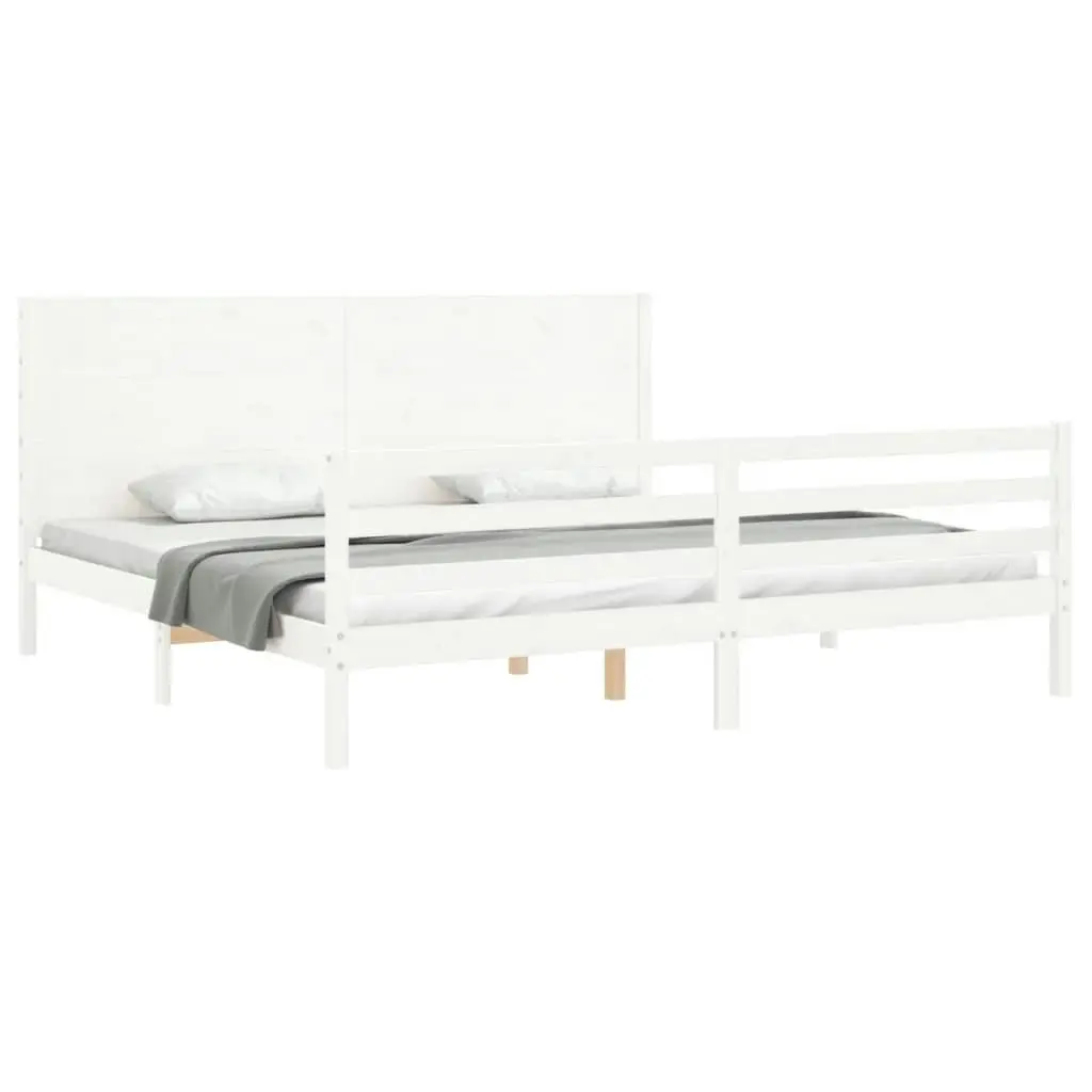 Bed Frame without Mattress White 183x203 cm King Solid Wood 3194652