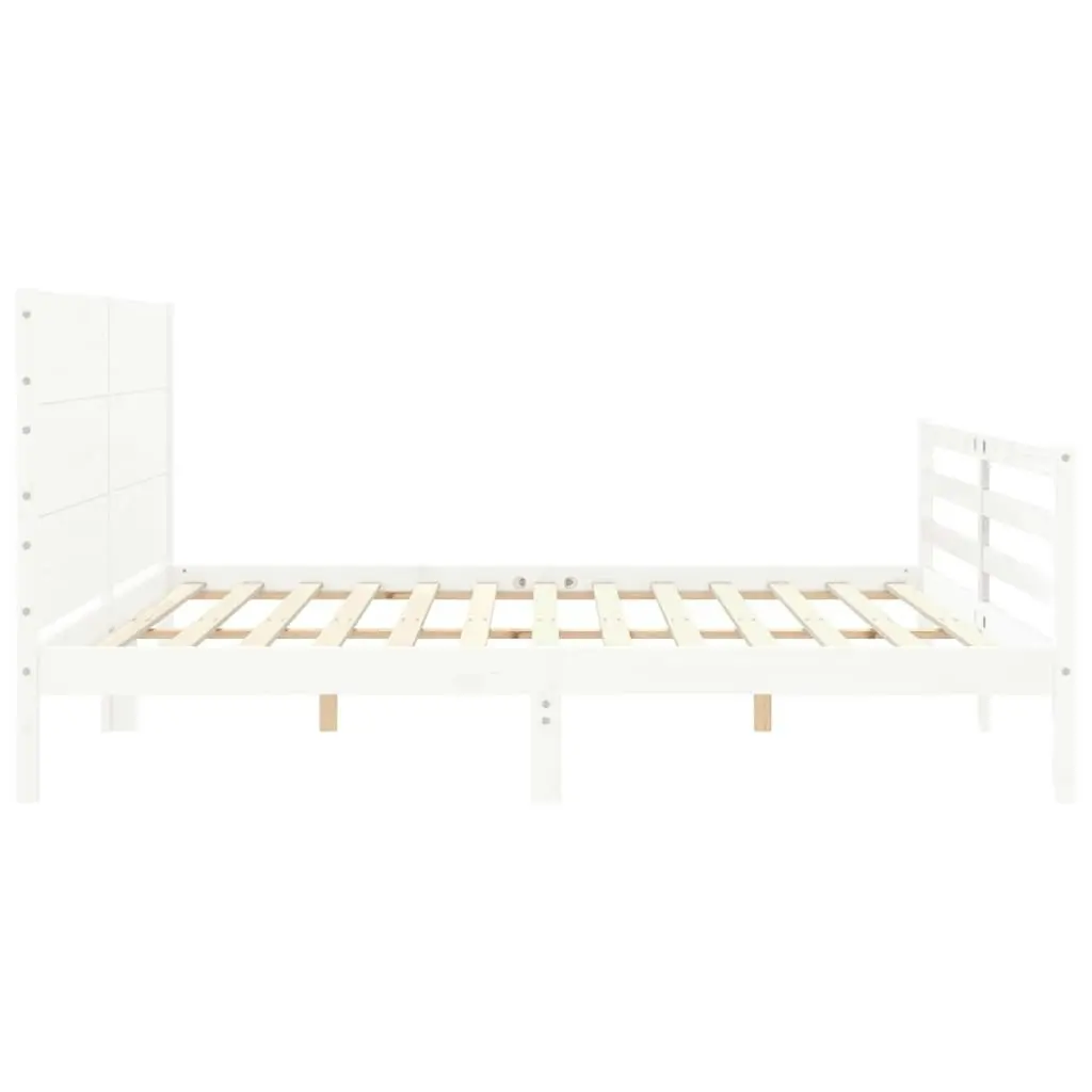 Bed Frame without Mattress White 183x203 cm King Solid Wood 3194652