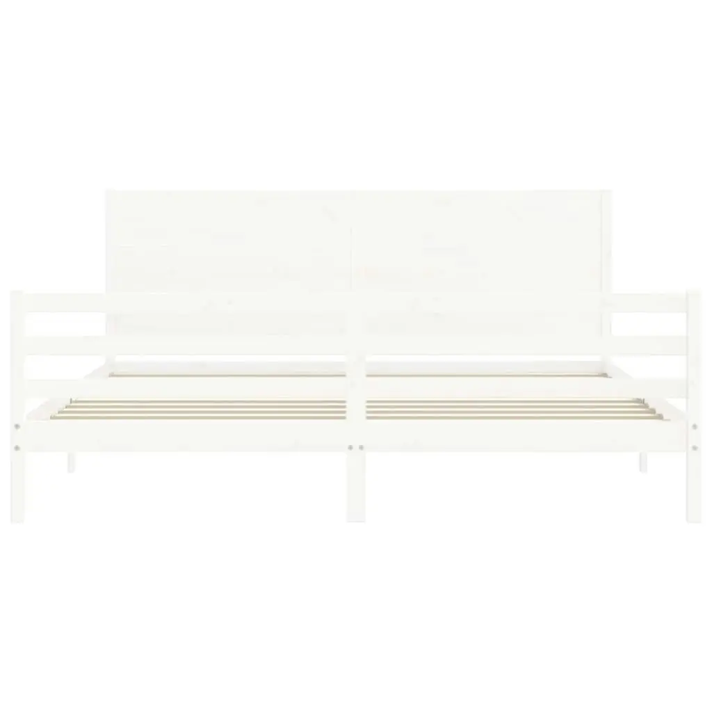 Bed Frame without Mattress White 183x203 cm King Solid Wood 3194652