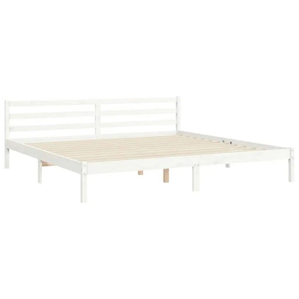 Bed Frame with Headboard White 183x203 cm King Solid Wood 3194392