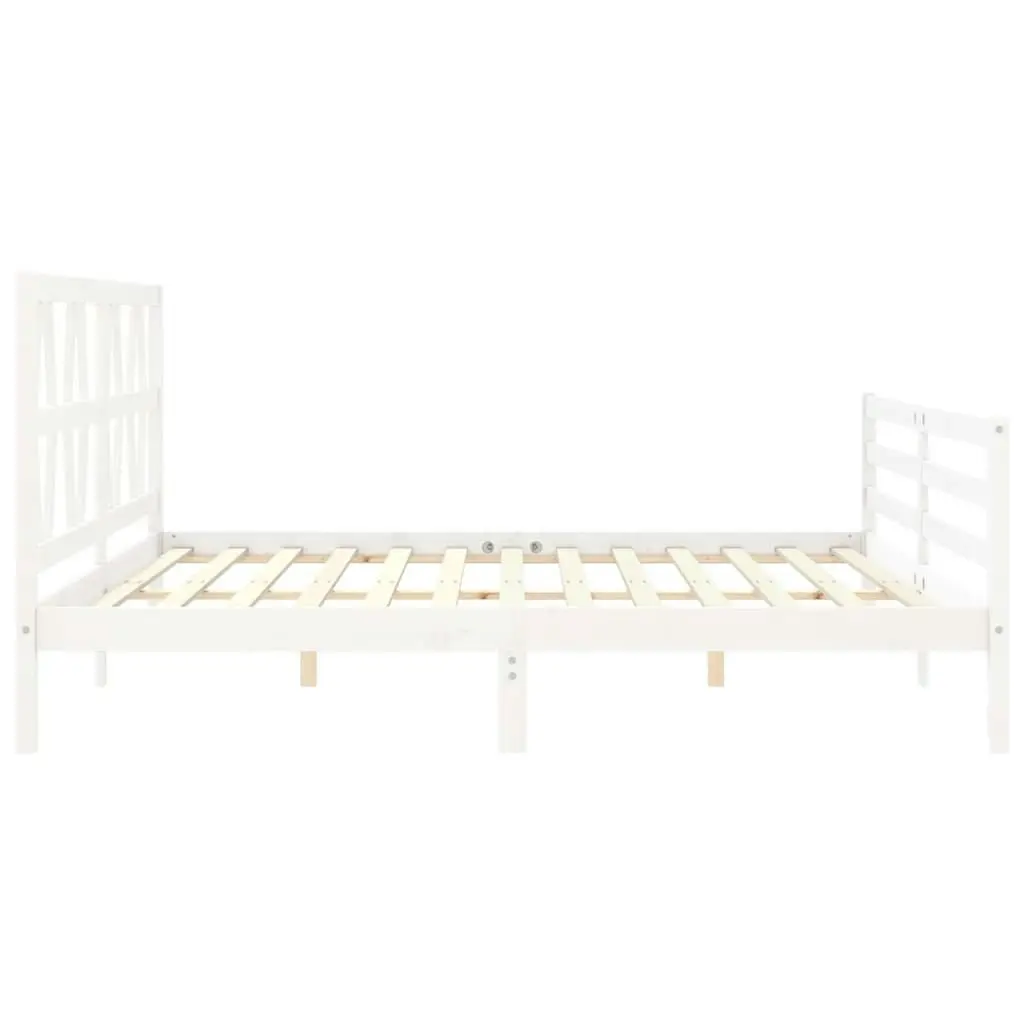 Bed Frame with Headboard White 183x203 cm King Solid Wood 3194392