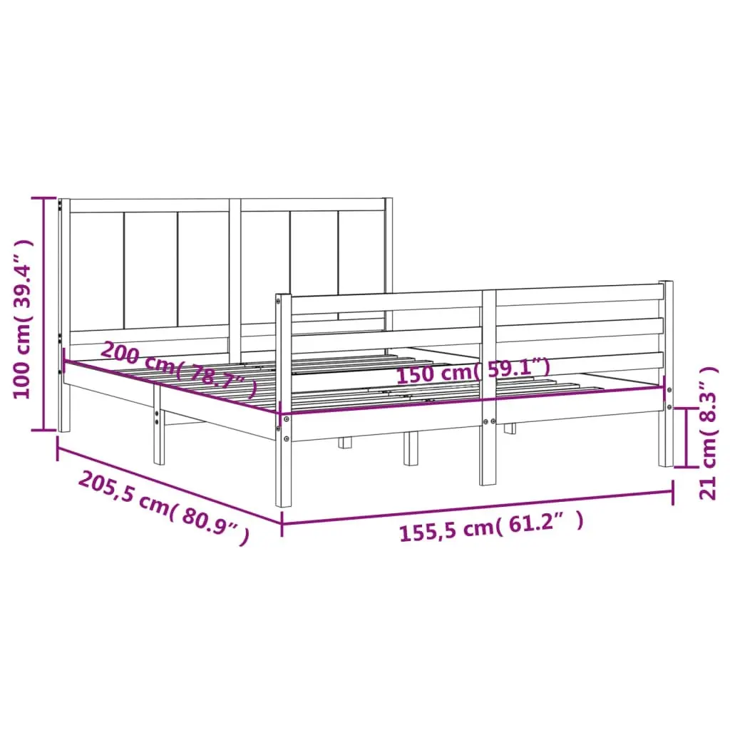 Bed Frame without Mattress White 150x200 cm Solid Wood 3194512