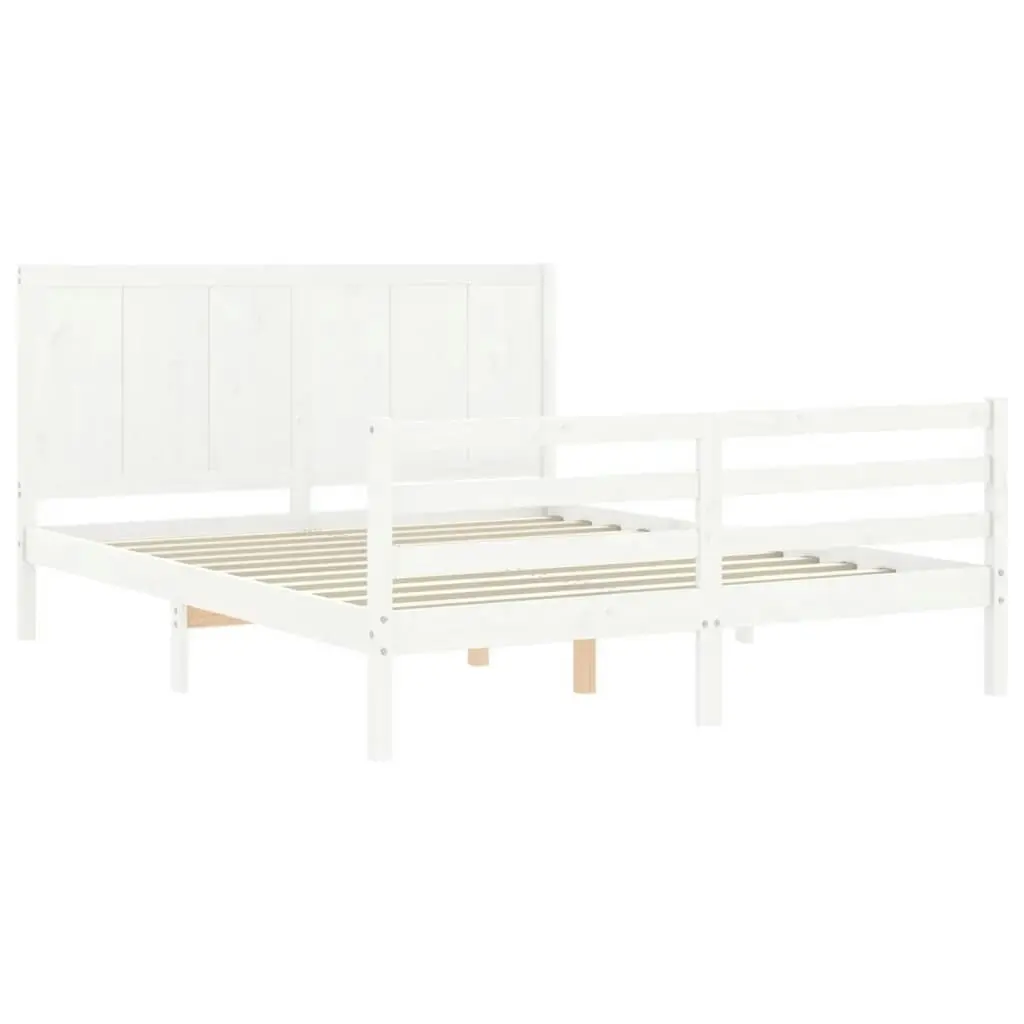 Bed Frame without Mattress White 150x200 cm Solid Wood 3194512