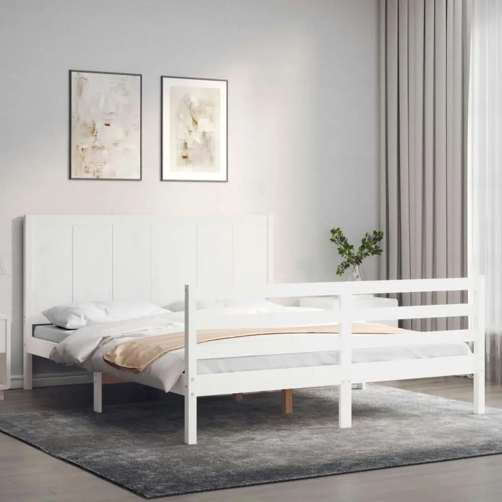 Bed Frame without Mattress White 150x200 cm Solid Wood 3194512