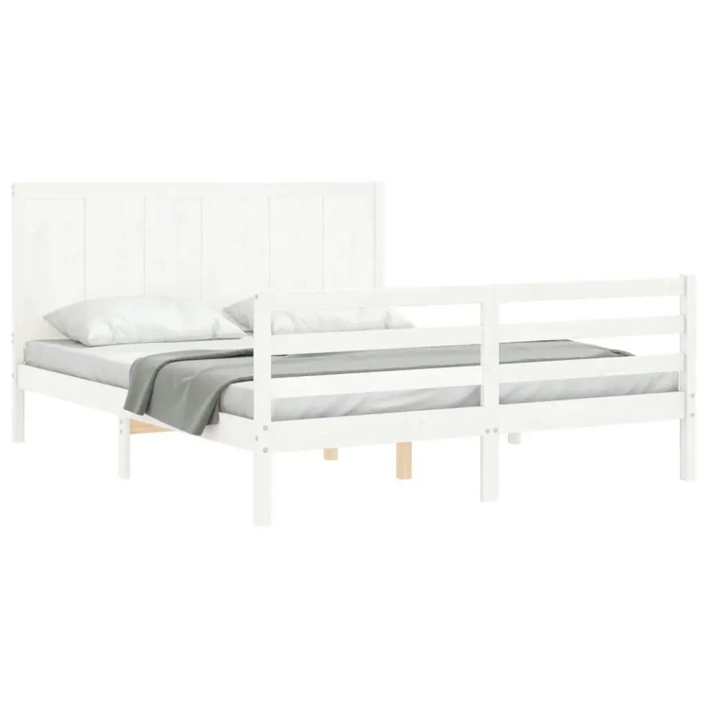 Bed Frame without Mattress White 150x200 cm Solid Wood 3194512