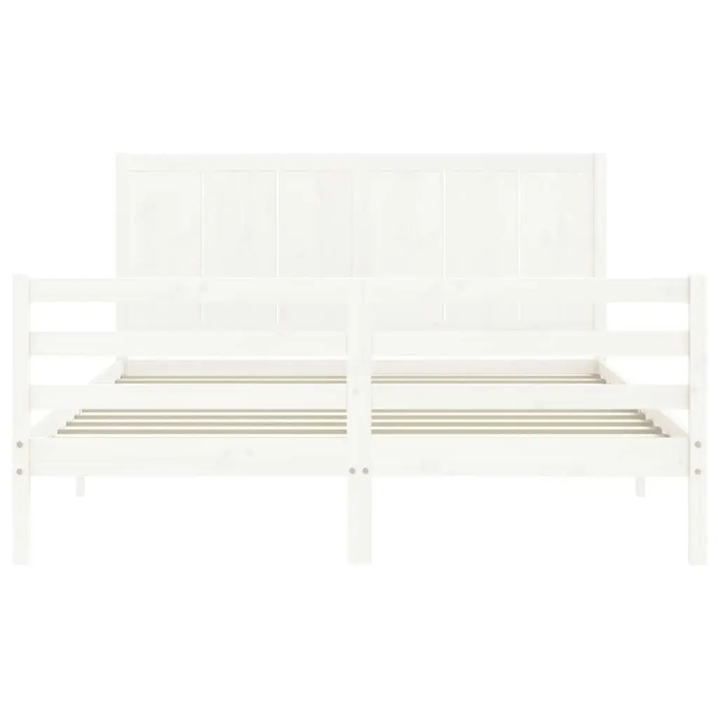 Bed Frame without Mattress White 150x200 cm Solid Wood 3194512