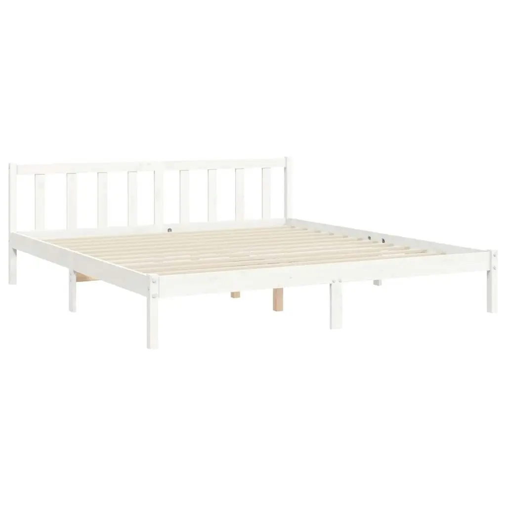 Bed Frame without Mattress White 183x203 cm King Solid Wood Pine 3192442