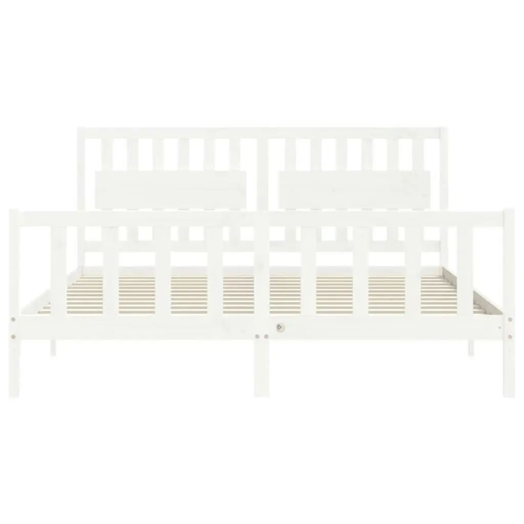 Bed Frame without Mattress White 183x203 cm King Solid Wood Pine 3192442