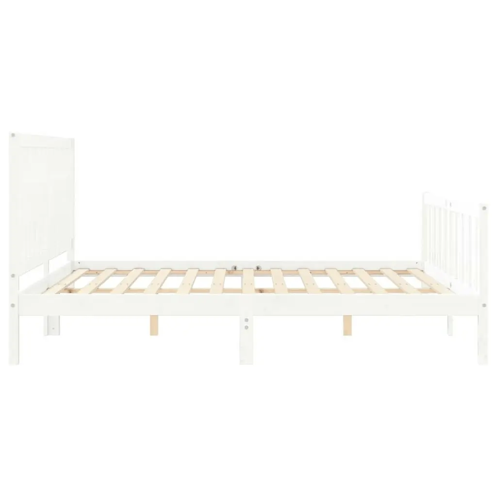 Bed Frame without Mattress White 183x203 cm King Solid Wood Pine 3192442