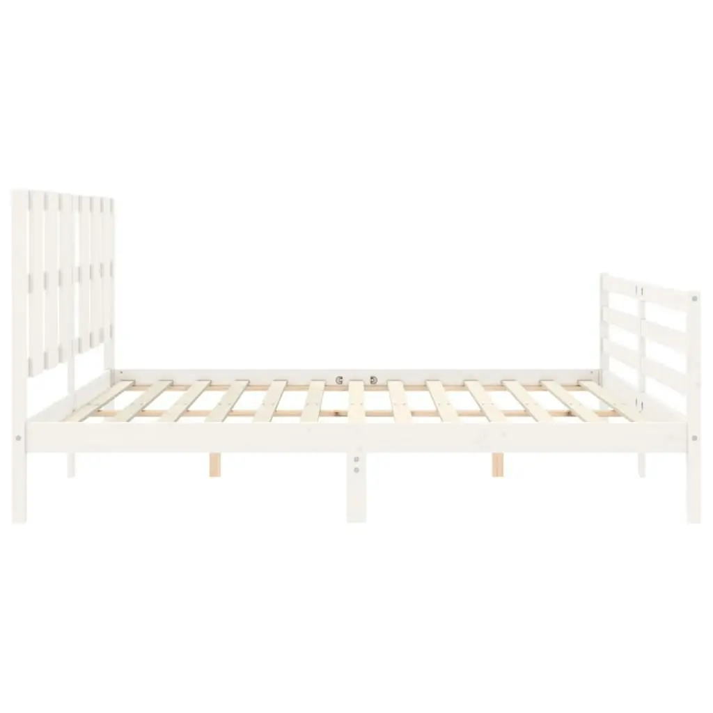 Bed Frame with Headboard White 183x203 cm King Solid Wood 3194132