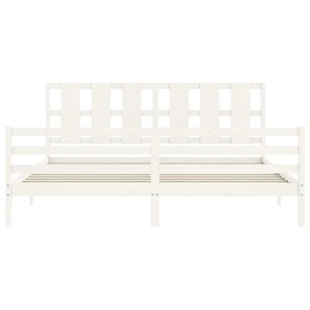 Bed Frame with Headboard White 183x203 cm King Solid Wood 3194132