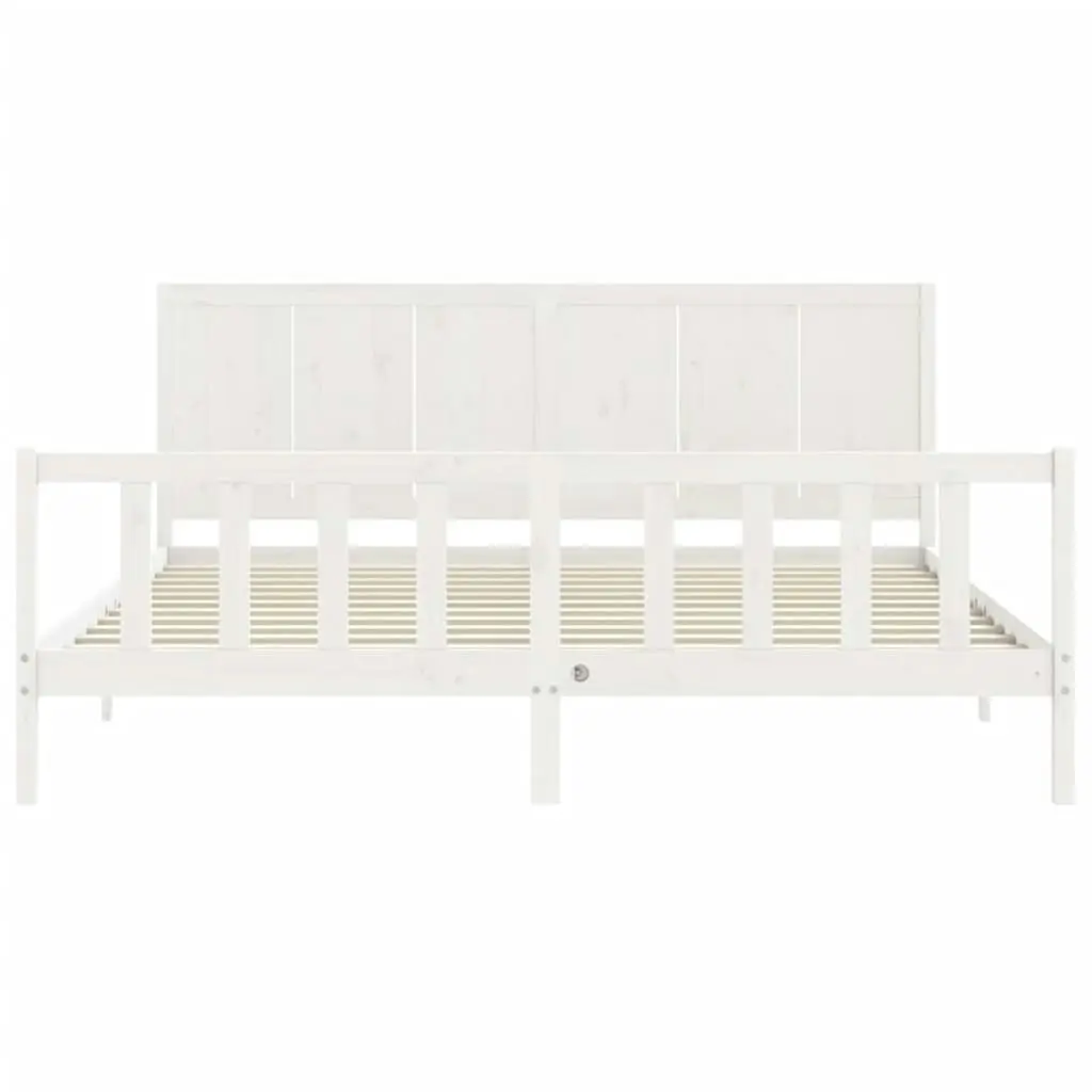 Bed Frame without Mattress White 183x203 cm King Solid Wood Pine 3192637