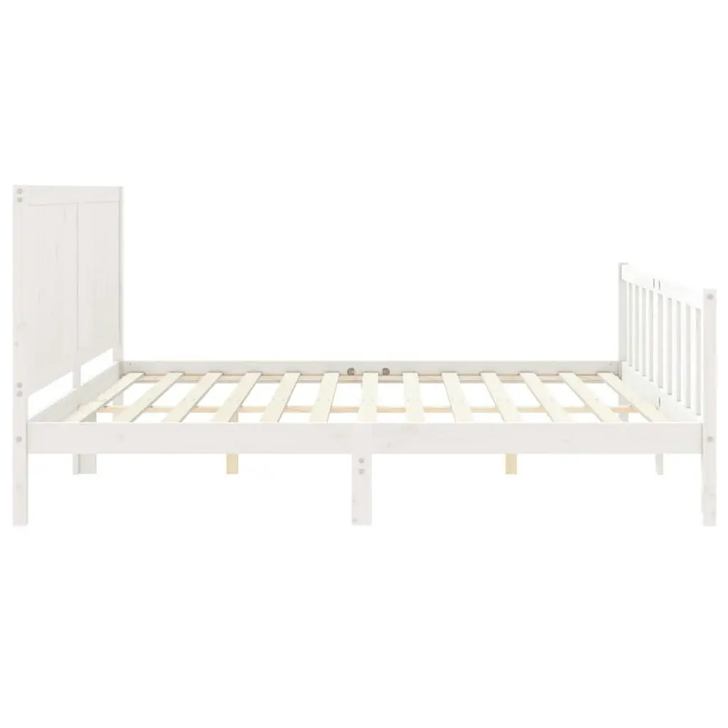 Bed Frame without Mattress White 183x203 cm King Solid Wood Pine 3192637