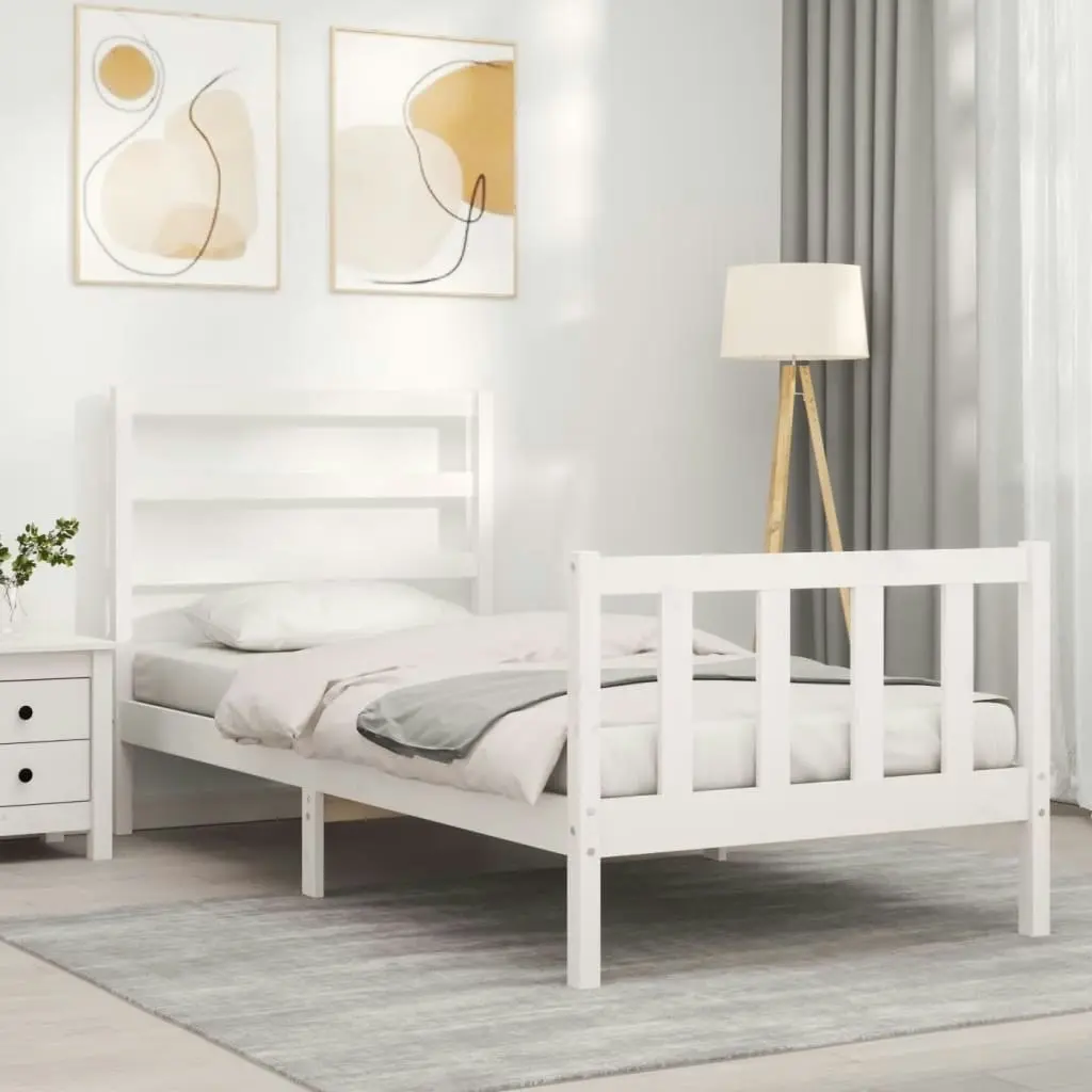 Bed Frame without Mattress White 90x190 cm Solid Wood Pine 3191872