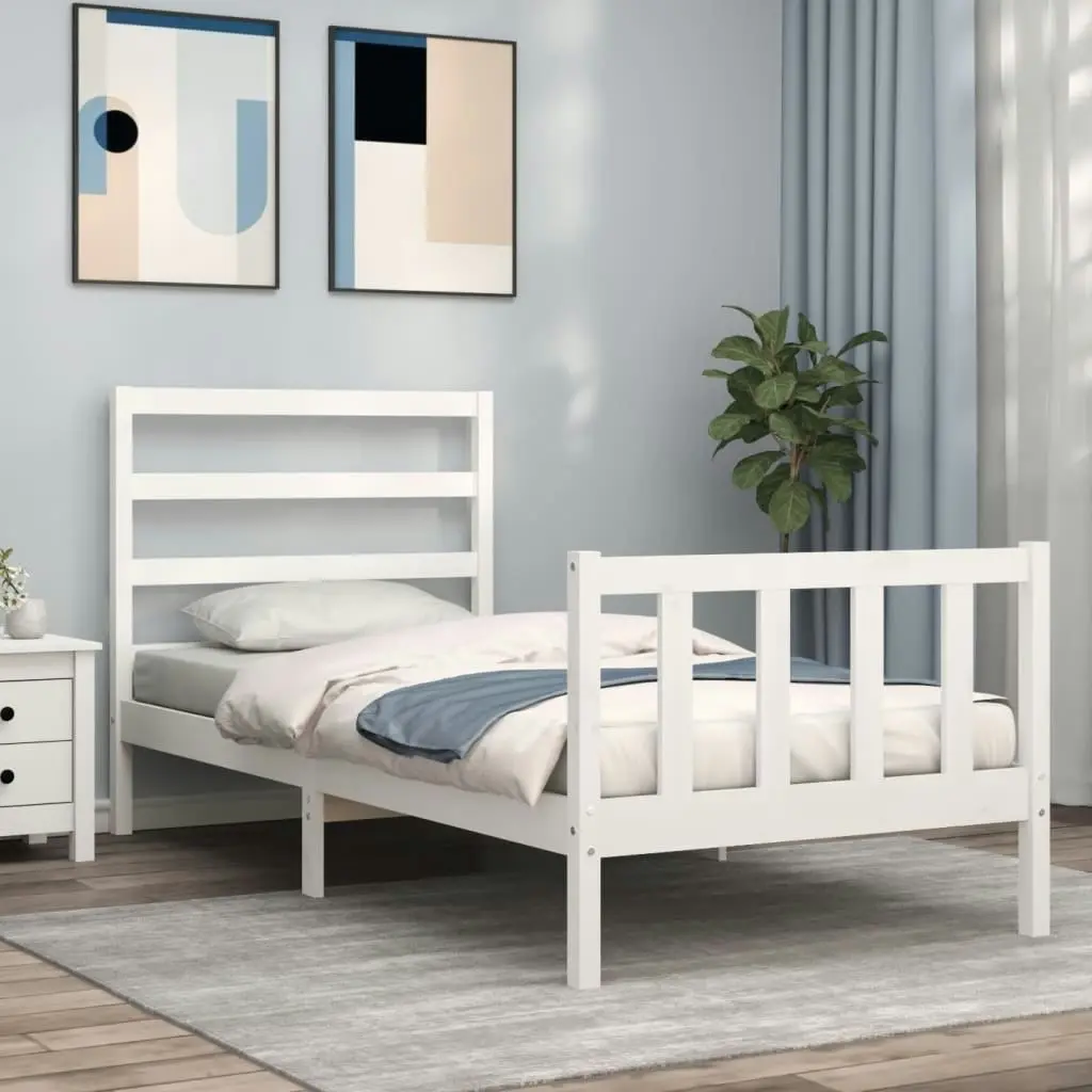 Bed Frame without Mattress White 90x190 cm Solid Wood Pine 3191872