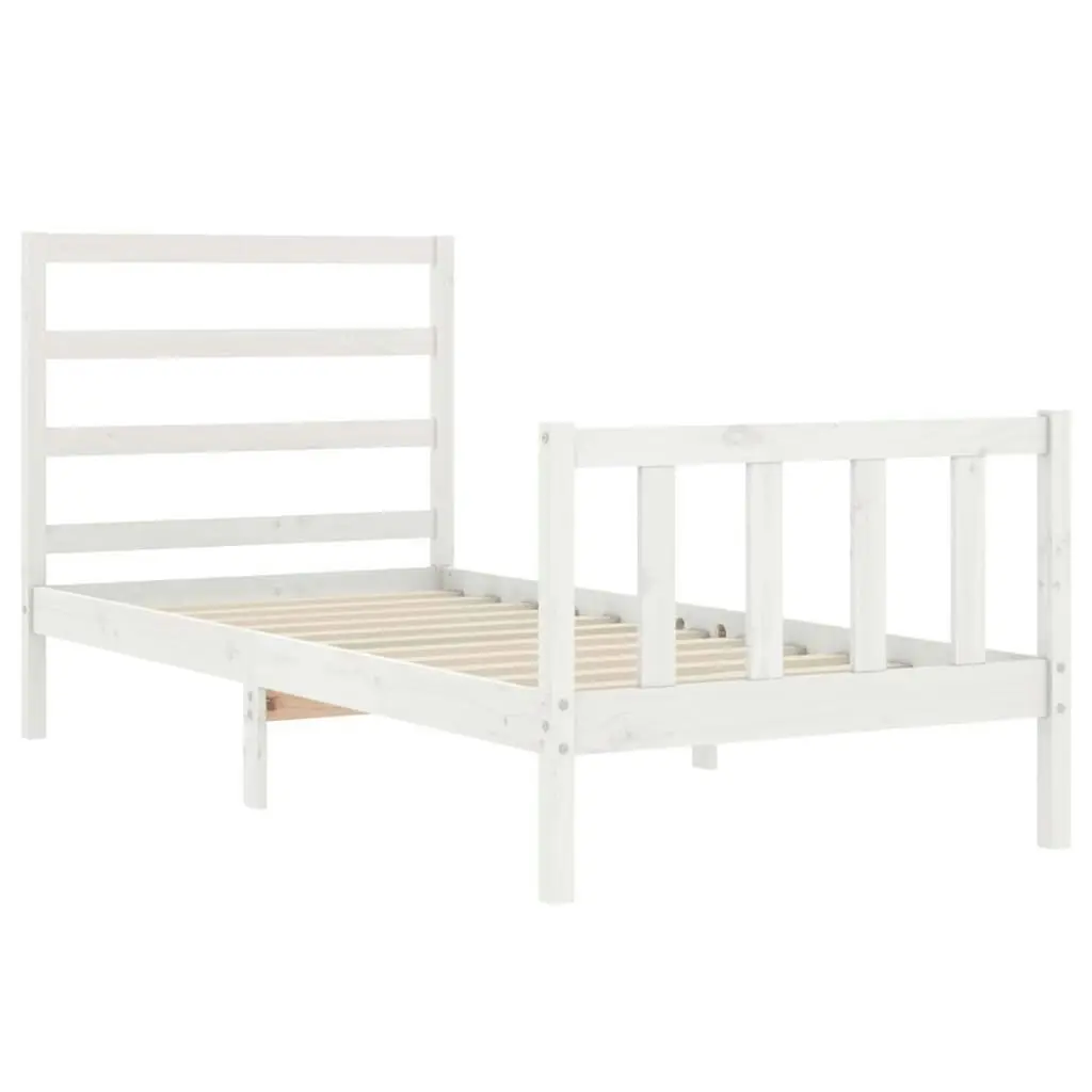 Bed Frame without Mattress White 90x190 cm Solid Wood Pine 3191872