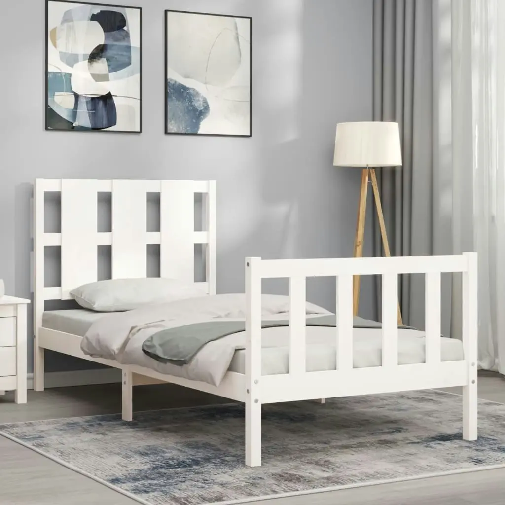 Bed Frame without Mattress White 90x190 cm Solid Wood Pine 3192197