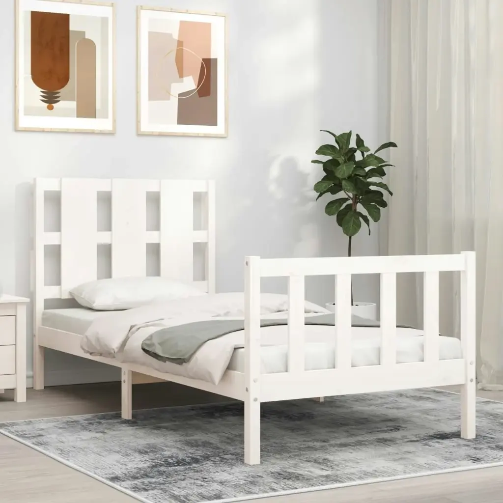 Bed Frame without Mattress White 90x190 cm Solid Wood Pine 3192197