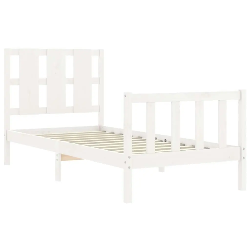 Bed Frame without Mattress White 90x190 cm Solid Wood Pine 3192197