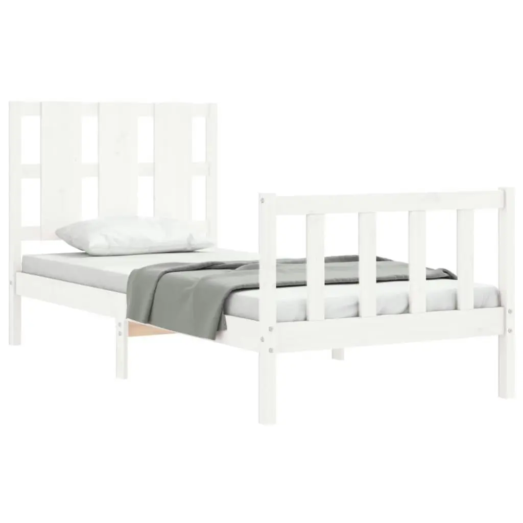 Bed Frame without Mattress White 90x190 cm Solid Wood Pine 3192197