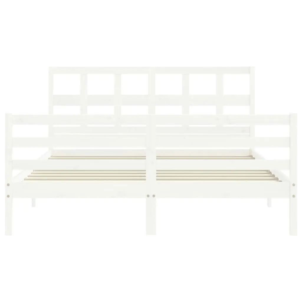 Bed Frame with Headboard White 153x203 cm Queen Solid Wood 3194837