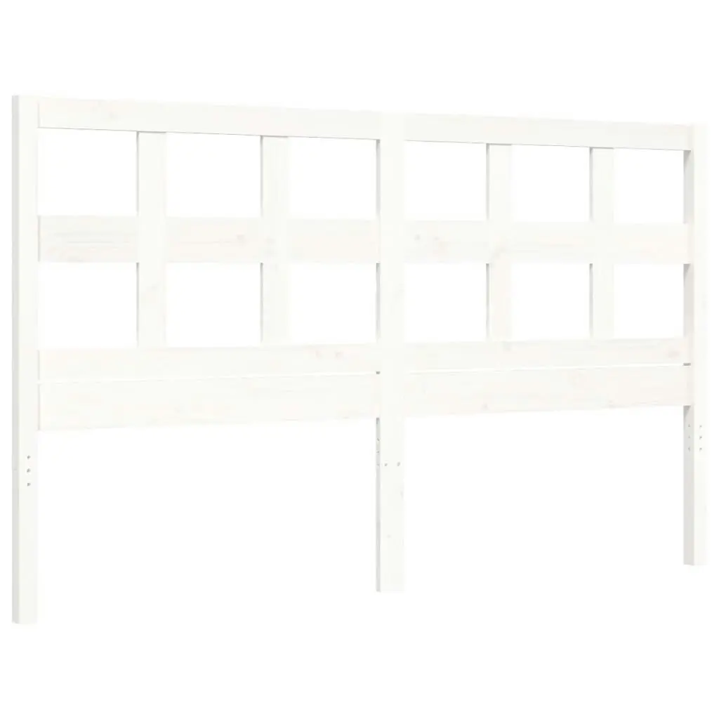 Bed Frame with Headboard White 153x203 cm Queen Solid Wood 3194837