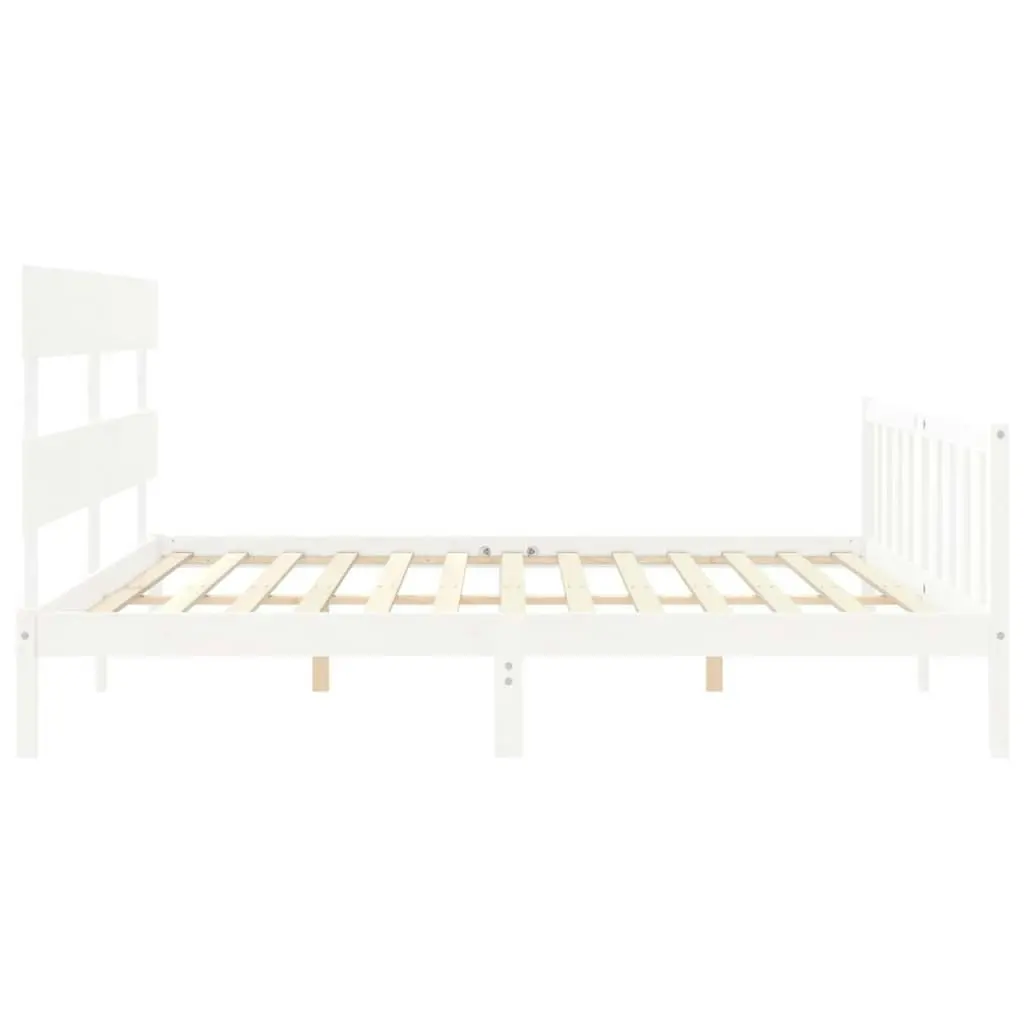 Bed Frame without Mattress White 183x203 cm King Solid Wood Pine 3193287