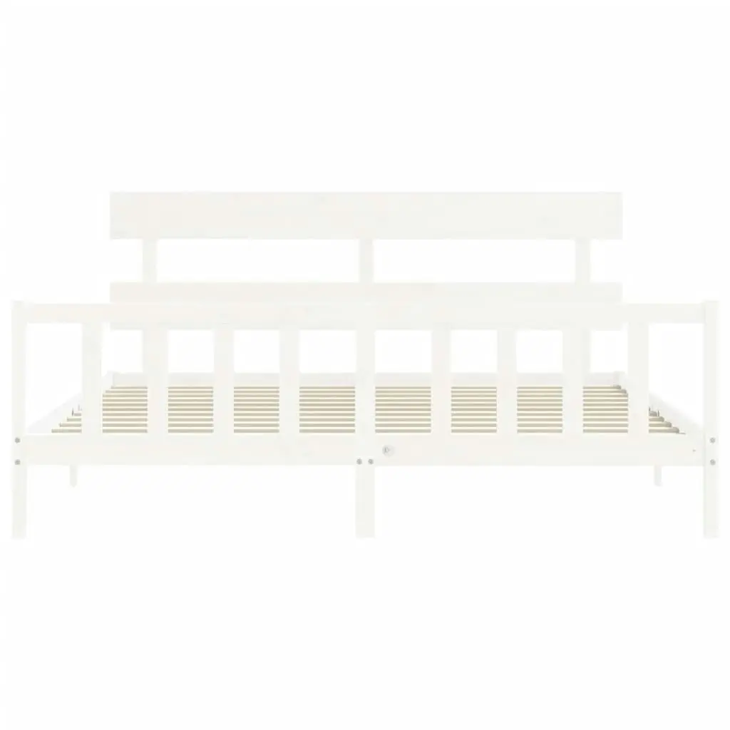 Bed Frame without Mattress White 183x203 cm King Solid Wood Pine 3193287